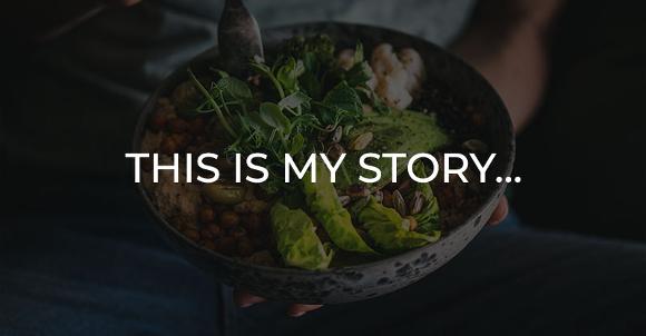Vegan food backing writing saying this is my story. Linking to stories page of how soul in mommas dough is founded